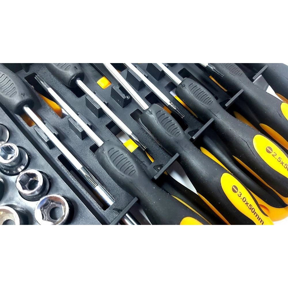 Trade Shop - Kit Set Da 44 Pezzi Cacciaviti Torx Esagonali Punte Inserti Bussola -