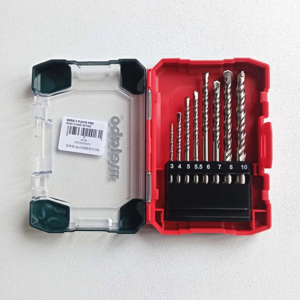 Metabo set 8 punte per muro a 2 taglienti attacco normale