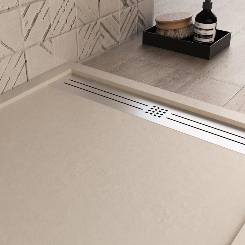 Piatto doccia in marmoresina crema effetto pietra cemento relax, misura 70x200