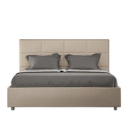 BS COM Letto matrimoniale francese con rete imbottito 140x200 similpelle tortora