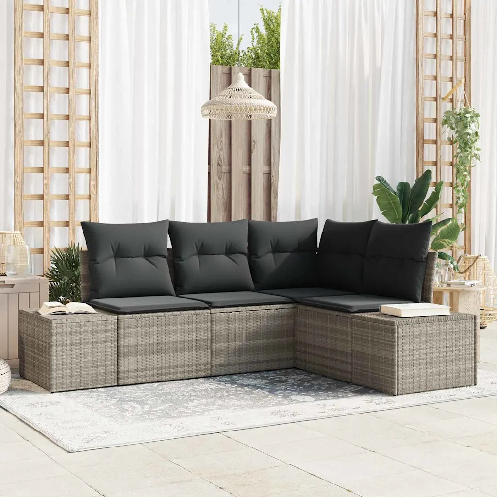 Set Divano da Giardino 4 pcs Grigio chiaro polyrattan 3355711