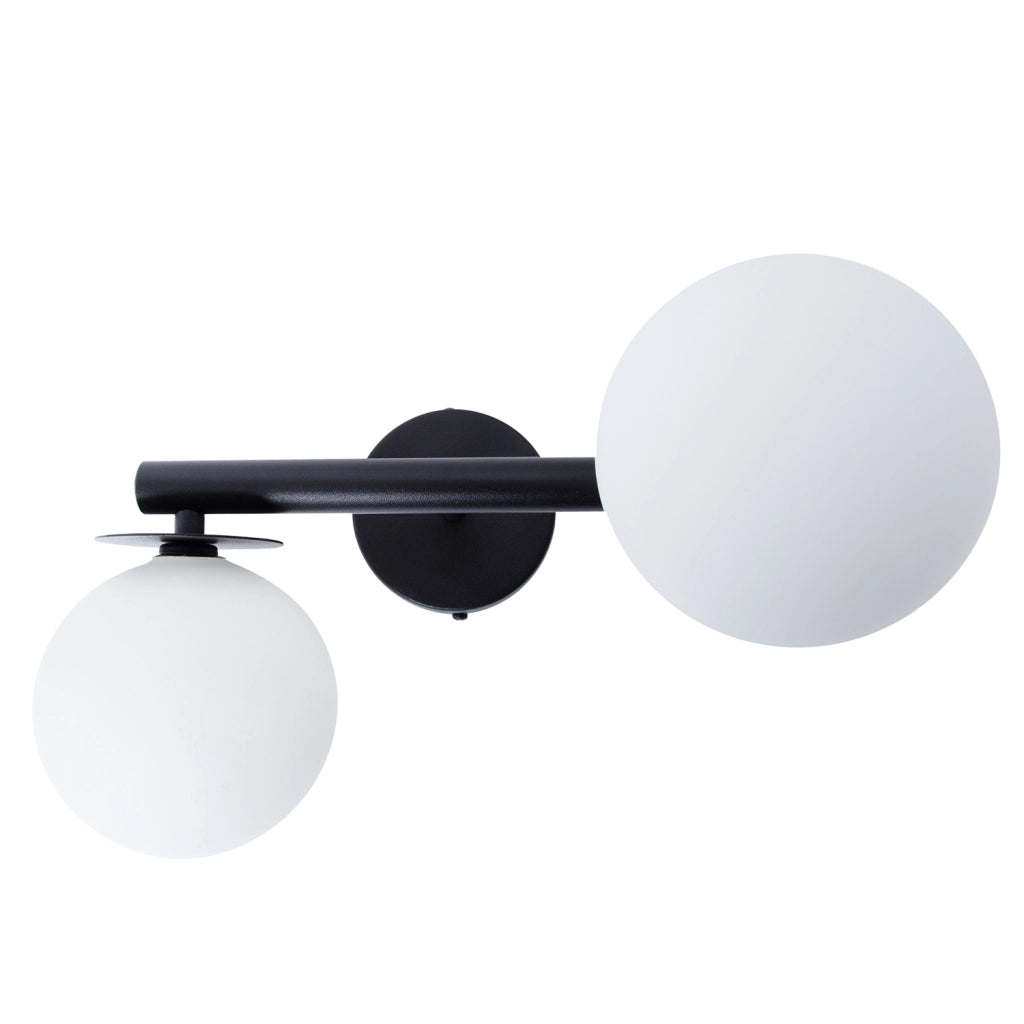 Applique AVOLA nera con sfere vetro bianco 2xG9 Sigma
