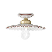 Plafoniera Classica L&aposAquila Ottone E Ceramica Decorato Diam. 23Cm Luce E27