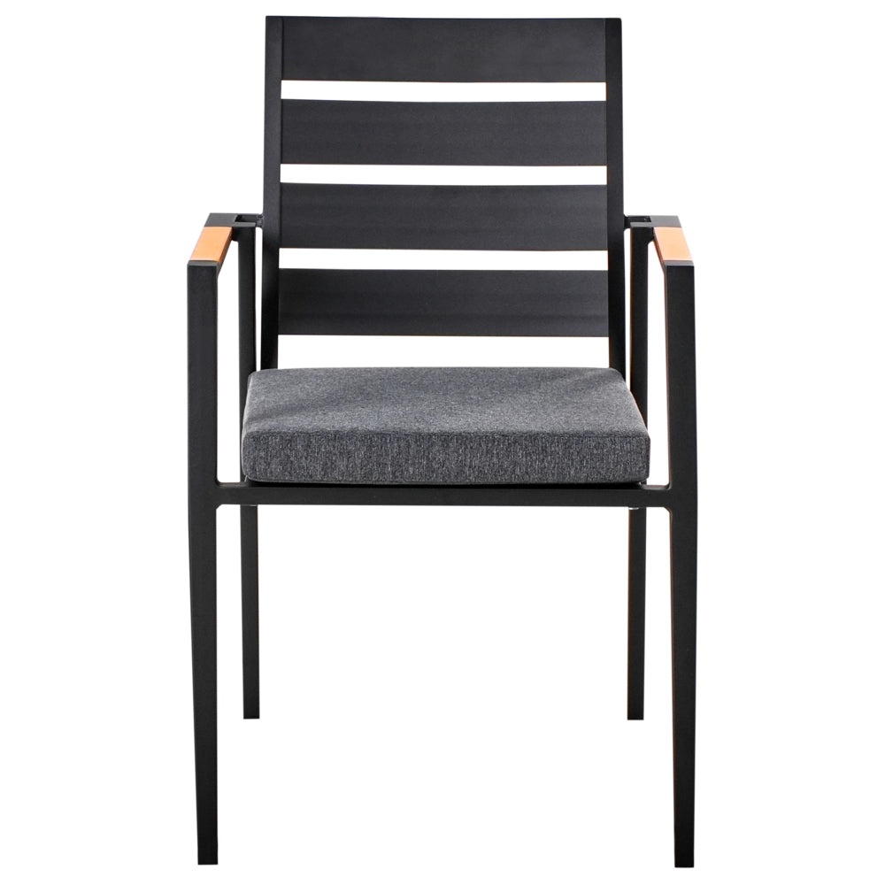 Set da pranzo da giardino a 4 posti con tavolo in alluminio e piano grigio con sedie con cuscini giardino terrazzo elegante