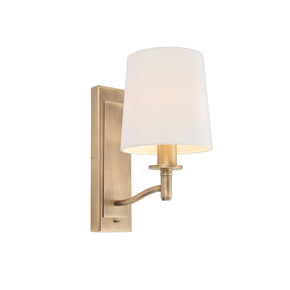 Applique classica con paralume interruttore ottone anticato E14