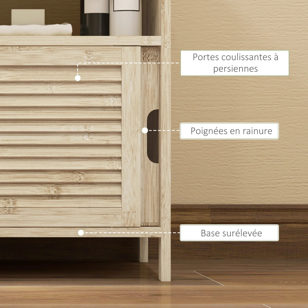 Mobile Sottolavabo in Bamb¨´ con 2 Ante ¨C Zephmum ¨C Naturale 60x30x60 cm