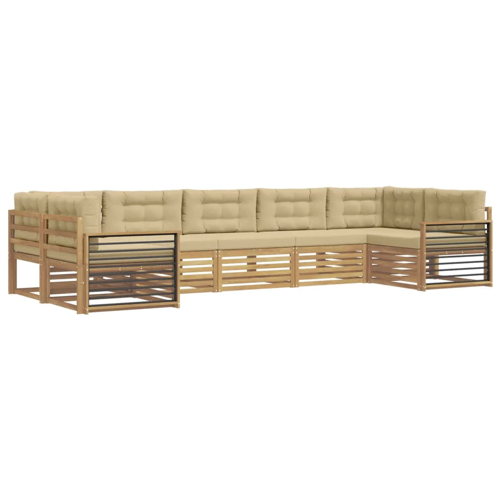 Set di divani da esterno con cuscino 7 pcs Bianco e Beige 3391098