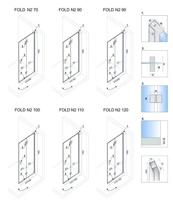 Cabina Doccia Pieghevole Rea Fold N2 Modulare 90x90