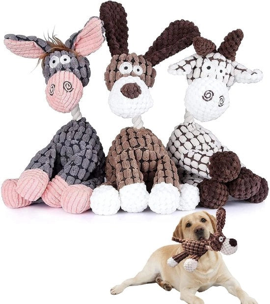 Set di 3 giocattoli per cani, giocattolo per cane con suono, animale di peluche, giocattolo per cani piccoli e medi, giocattolo per cane con pelo, cane, pecora

 Specifiche tecniche: 
- Set di 3 pezzi 
- Materiale: peluche
