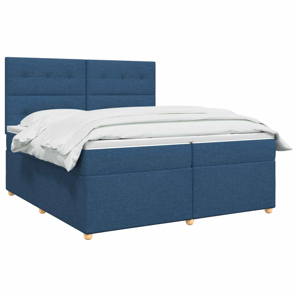 Letto box spring con materasso Blu 200 x 200 cm Tessuto 3455433