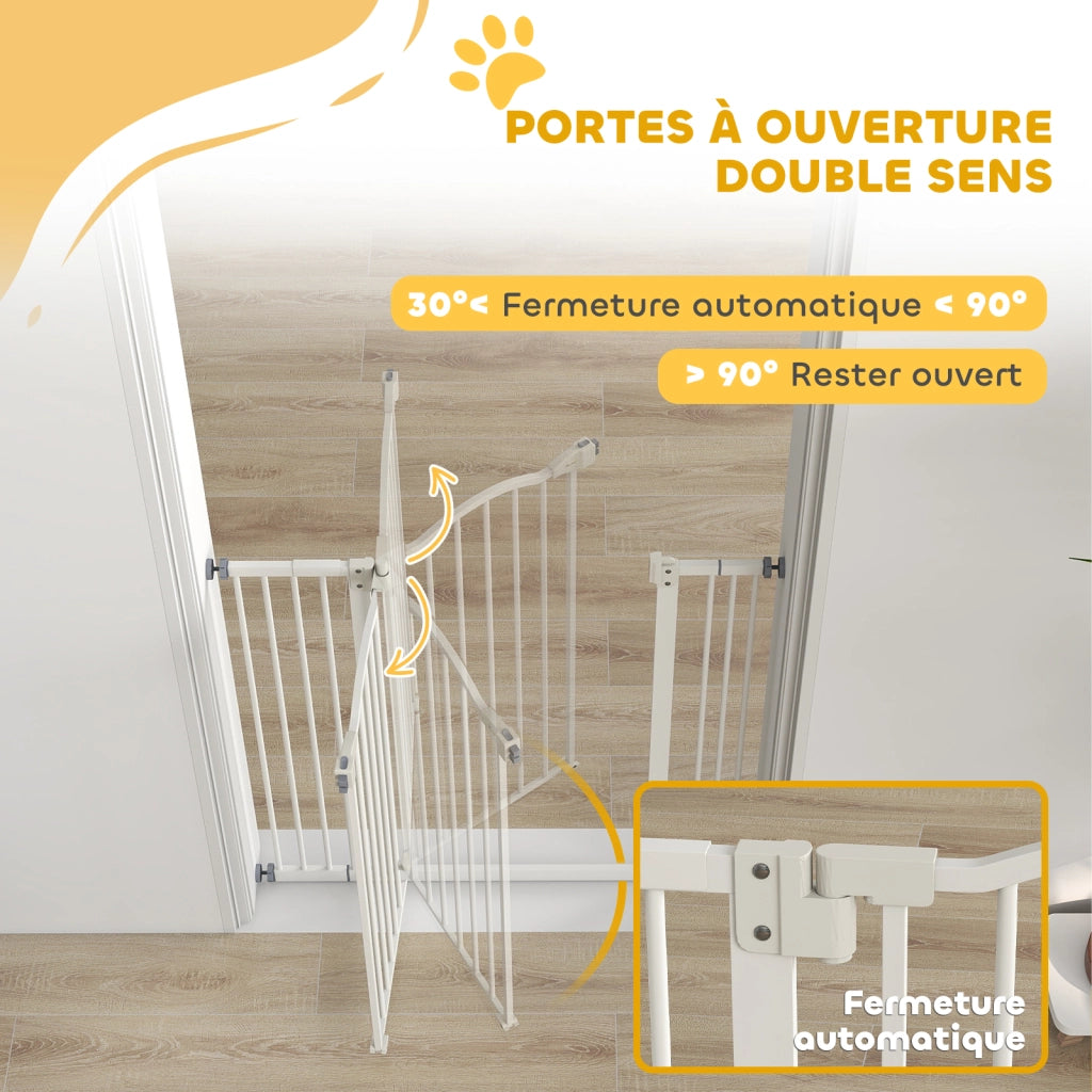 Cancello per cani estensibile 74-100 cm ¨C zephmum ¨C bianco