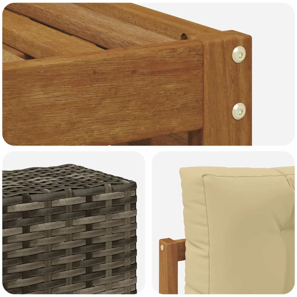 Set di divani da esterno con cuscino 7 pcs Naturale e Beige 3383611