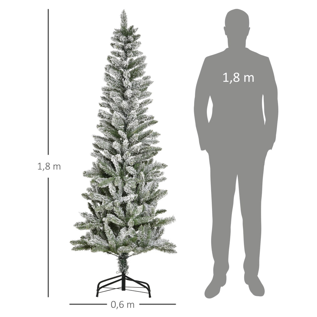 Albero di Natale Artificiale ¨C Minimal ¨C Verde e Bianco 60x180 cm