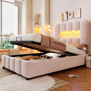 Letto 90x200cm?- Xylo - idraulico LED velluto rosa