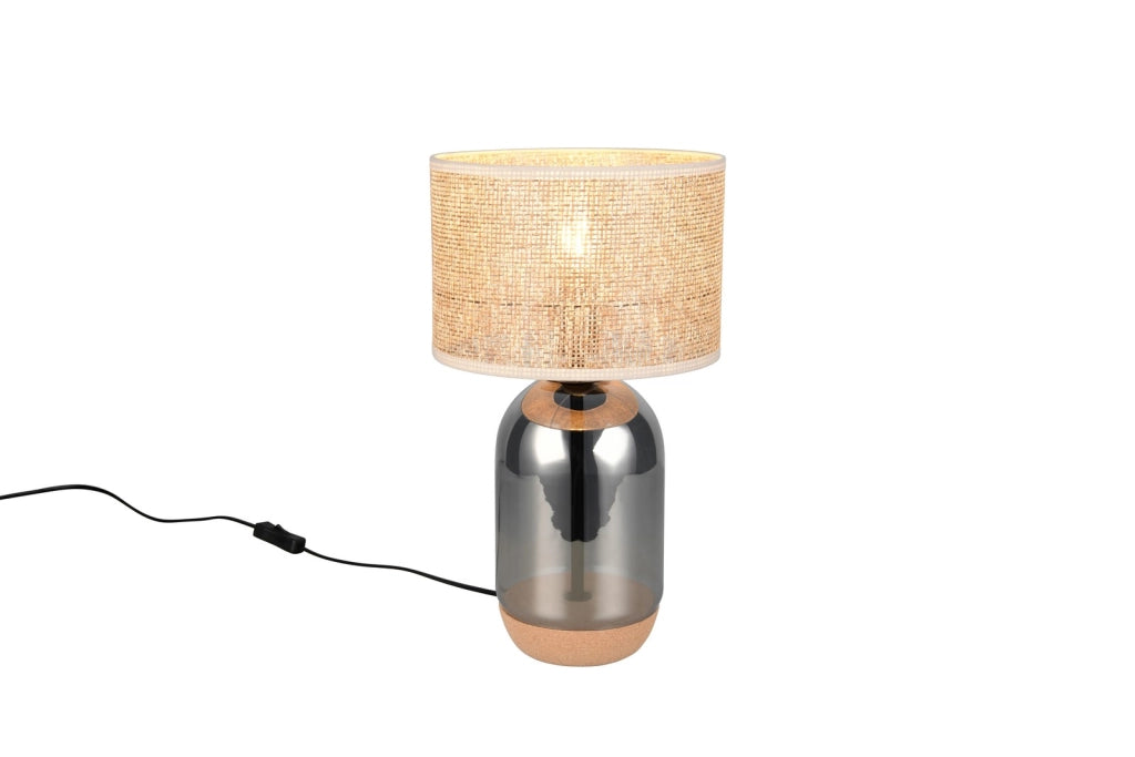 Lampada tavolo TARA vetro cromo vimini 43cm E27 Trio