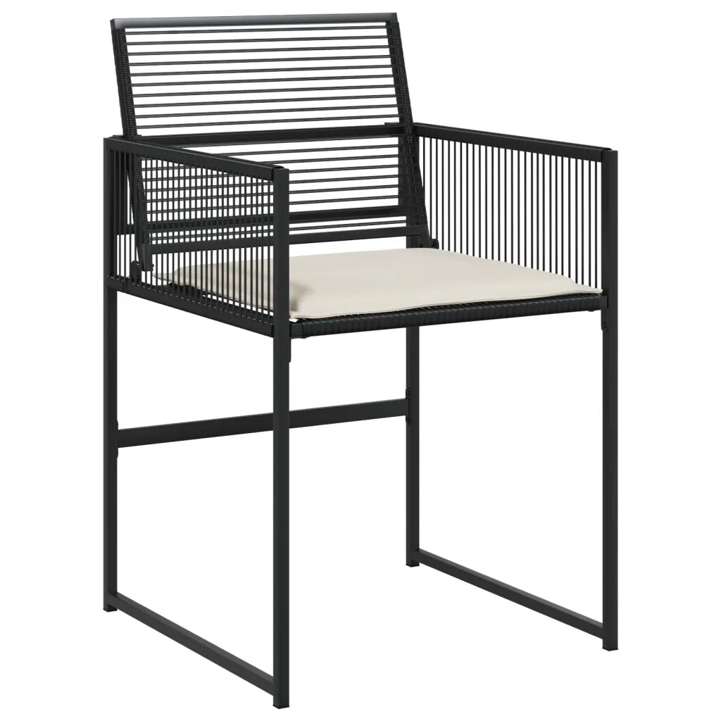Set da Pranzo da Giardino 5 pz Nero con Cuscini in Polyrattan 3295008
