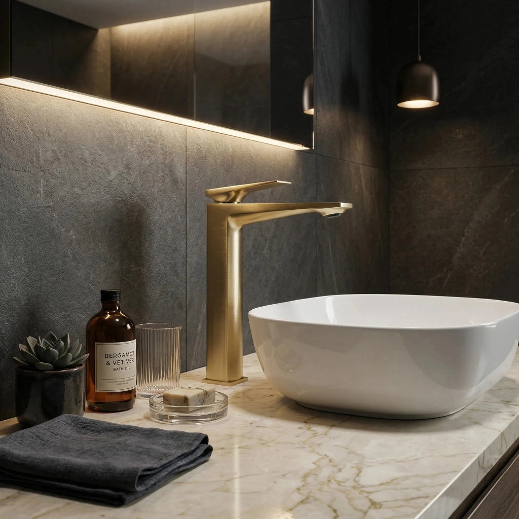 Rubinetto Da Lavabo Premium Rea Prime Brush Gold High
