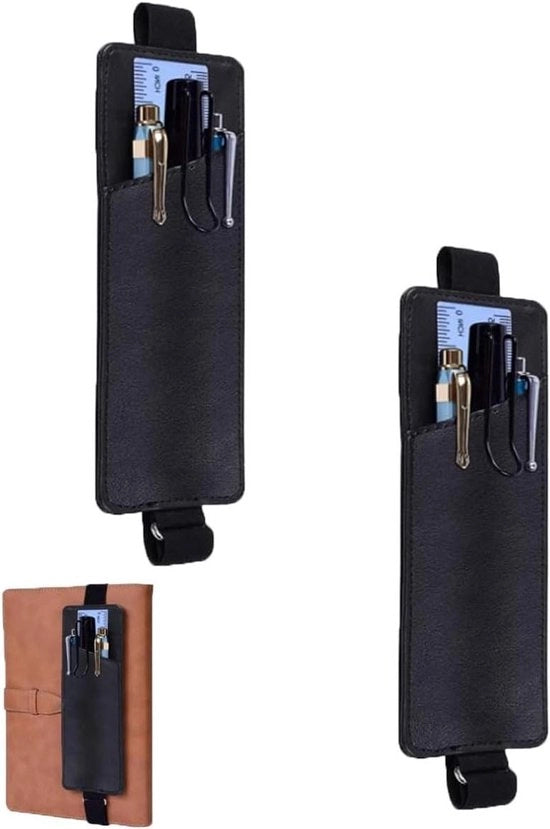 Set di 2 supporti per pennarelli in gomma elastica regolabili - Nero