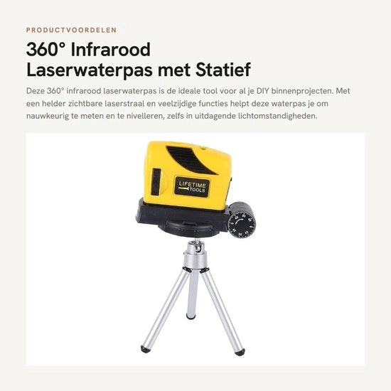 Livello Laser 360° con Stativo Infrarosso - Funzione Verticale/Orizzontale - Strumento di Livellamento Economico - Portata 5 Metri - Livello a Laser