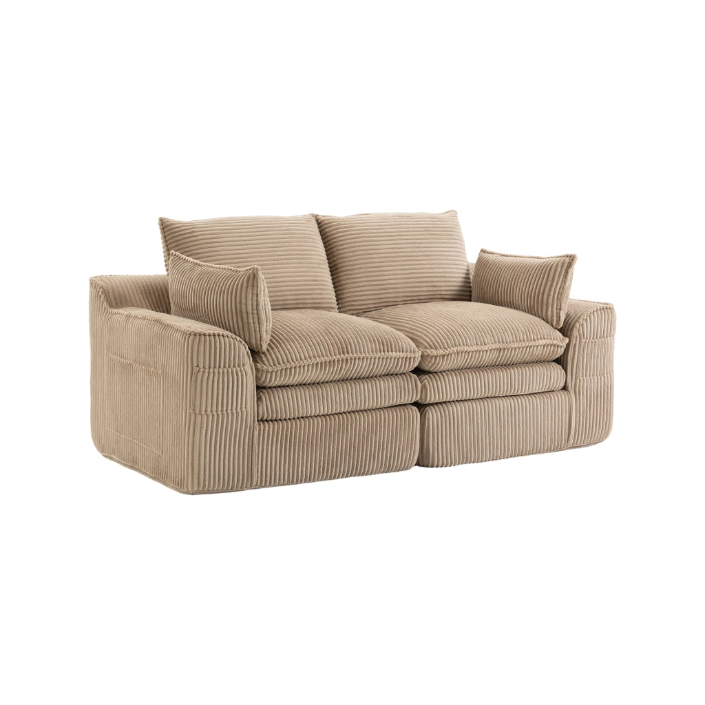 Divano 2 Posti Modulare in Tessuto con Cuscini ¨C MINIMAL ¨C Khaki