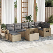 Set Divano da Giardino 8 pz con Cuscini Beige in Polyrattan 3326520