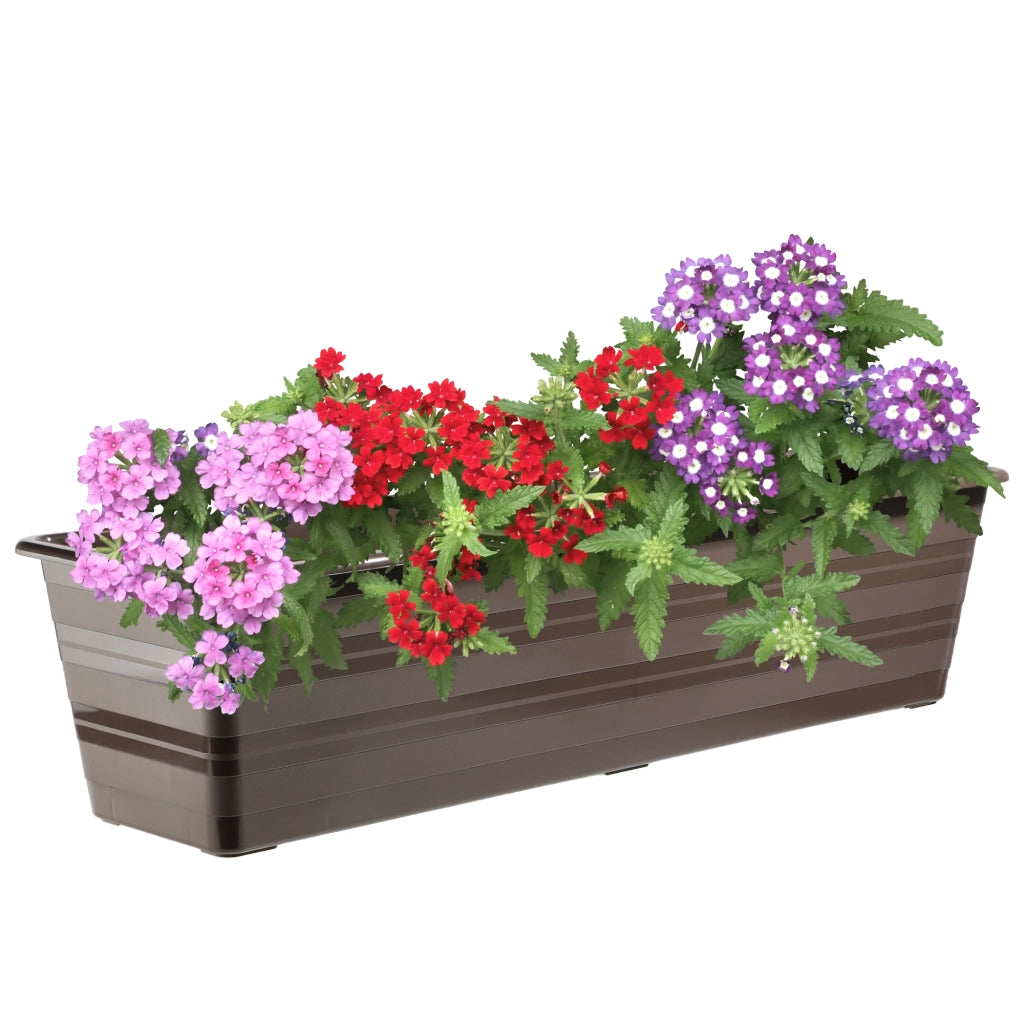 Vaso da fiori grande KADAX per balcone, 60 cm, confezione da 3 pezzi con supporto per fiori