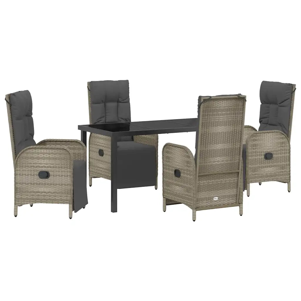 Set da Pranzo per Giardino con cuscino 5 pcs Grigio polyrattan 3380136