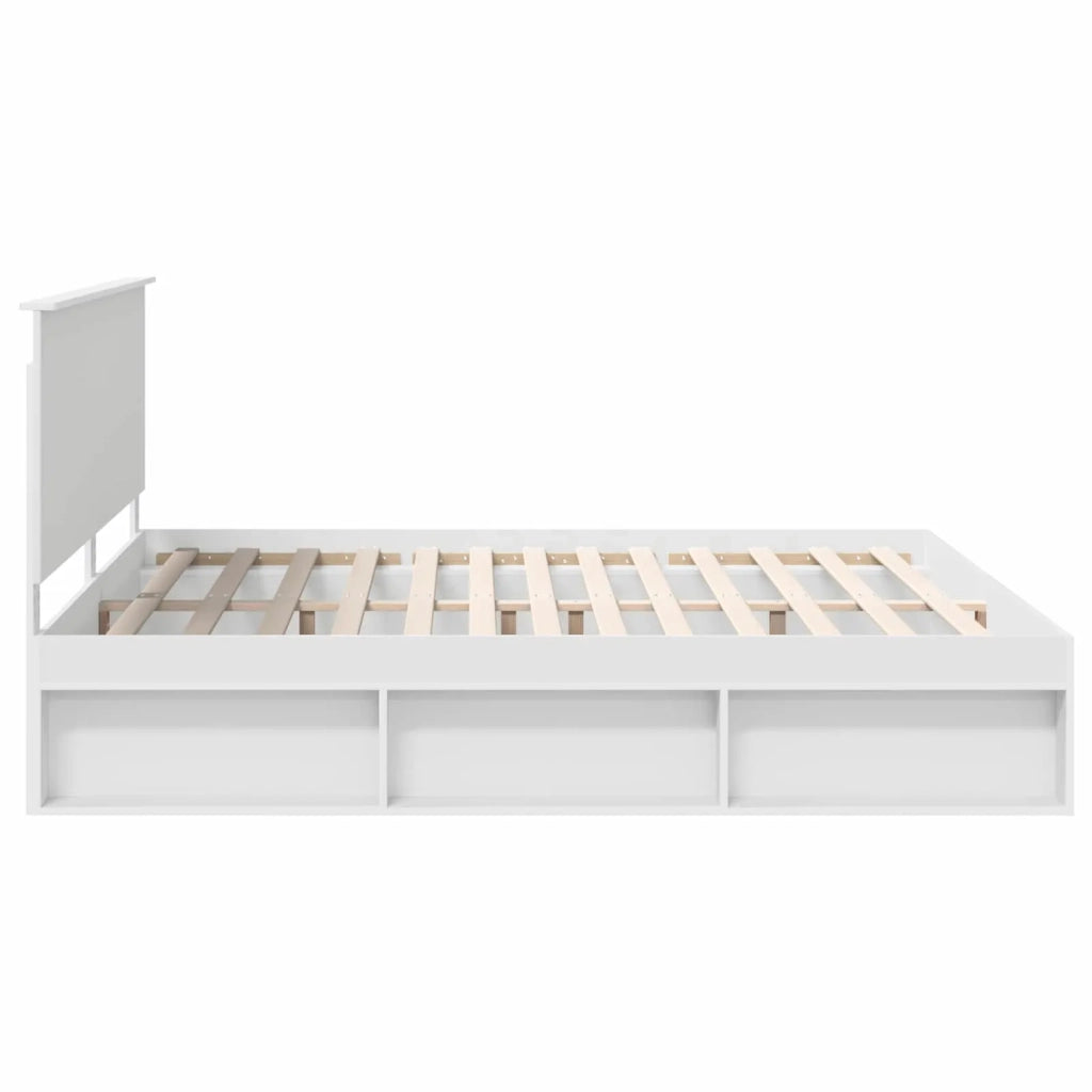 Struttura del letto-Giroletto-Rete del Letto Bianco 200 x 200 cm Pino massello 291644