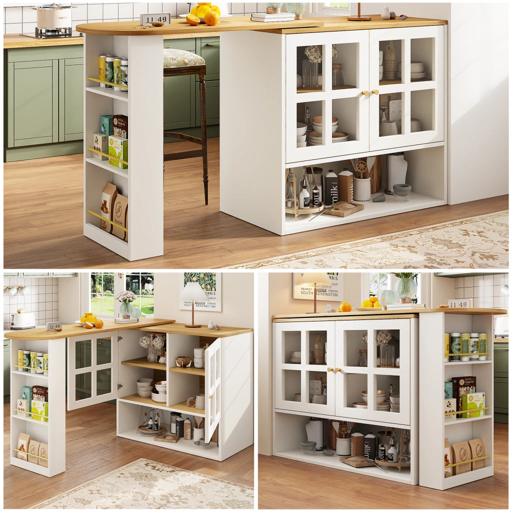 Credenza Girevole con Vetro e Ripiani ¨C MINIMAL ¨C Bianco