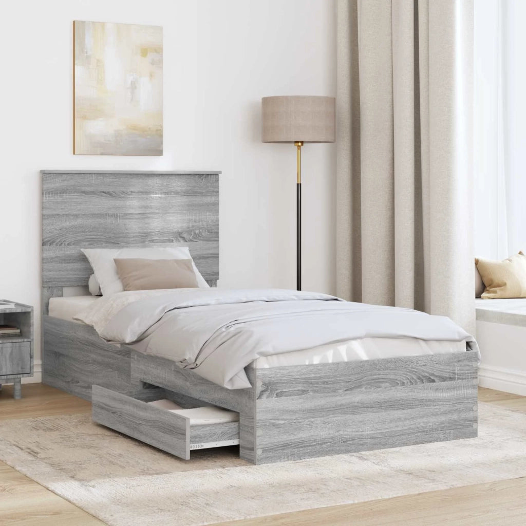 Struttura del letto Grigio Sonoma e Argento 75 x 190 cm