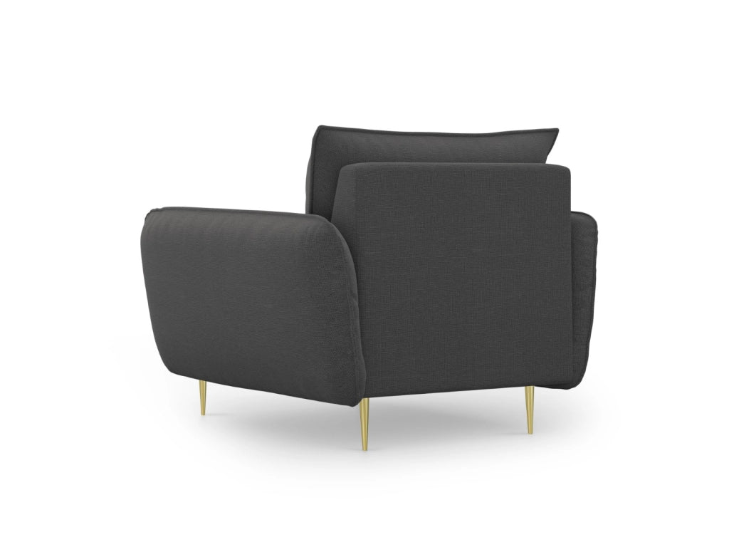 Cosmopolitan Design - Poltrona "Vienna" in tessuto strutturato grigio scuro 