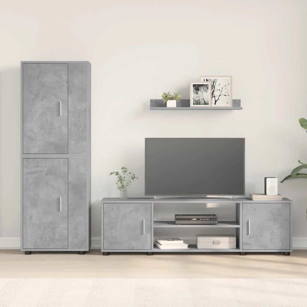 Set mobile TV 4 pcs Grigio cemento Legno multistrato 3397899