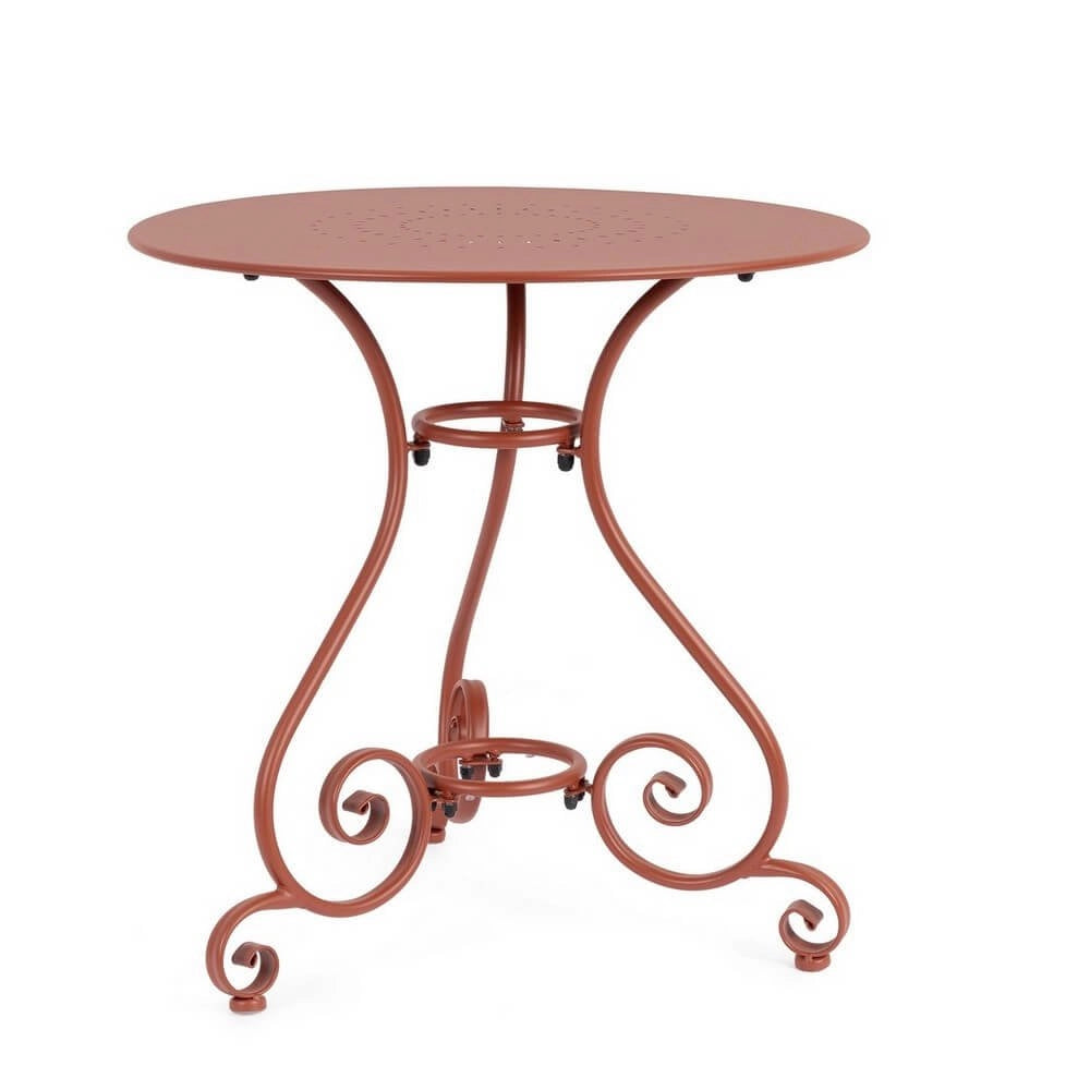 Tavolo Rotondo Acciaio Rosso Rustico da Esterno 70 cm - JENARIS