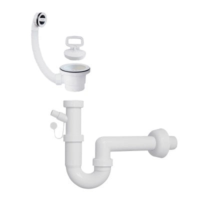 Mobile lavatoio 50x50 cm vasca in resina con asse e kit di scarico