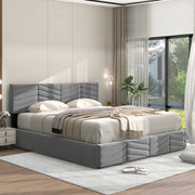 Letto imbottito matrimoniale con contenitore, testiera regolabile e design elegante