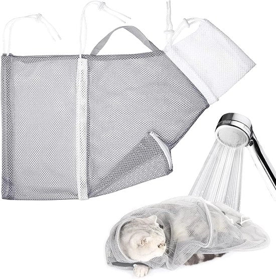 Kit di cura per gatti - Detersivo per gatti - Sacchetto di pulizia per animali domestici e doccia - Anti-bite - Taglia unghie e pulisci i denti