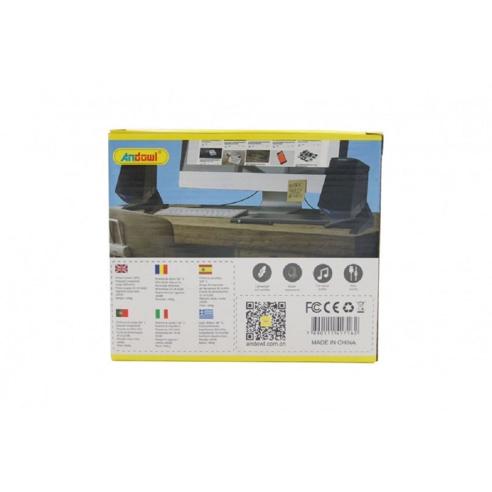 Trade Shop - Altoparlanti 2.0 Per Computer Notebook 3w X 2 Con Illuminazione A Led Usb Q-c33 -