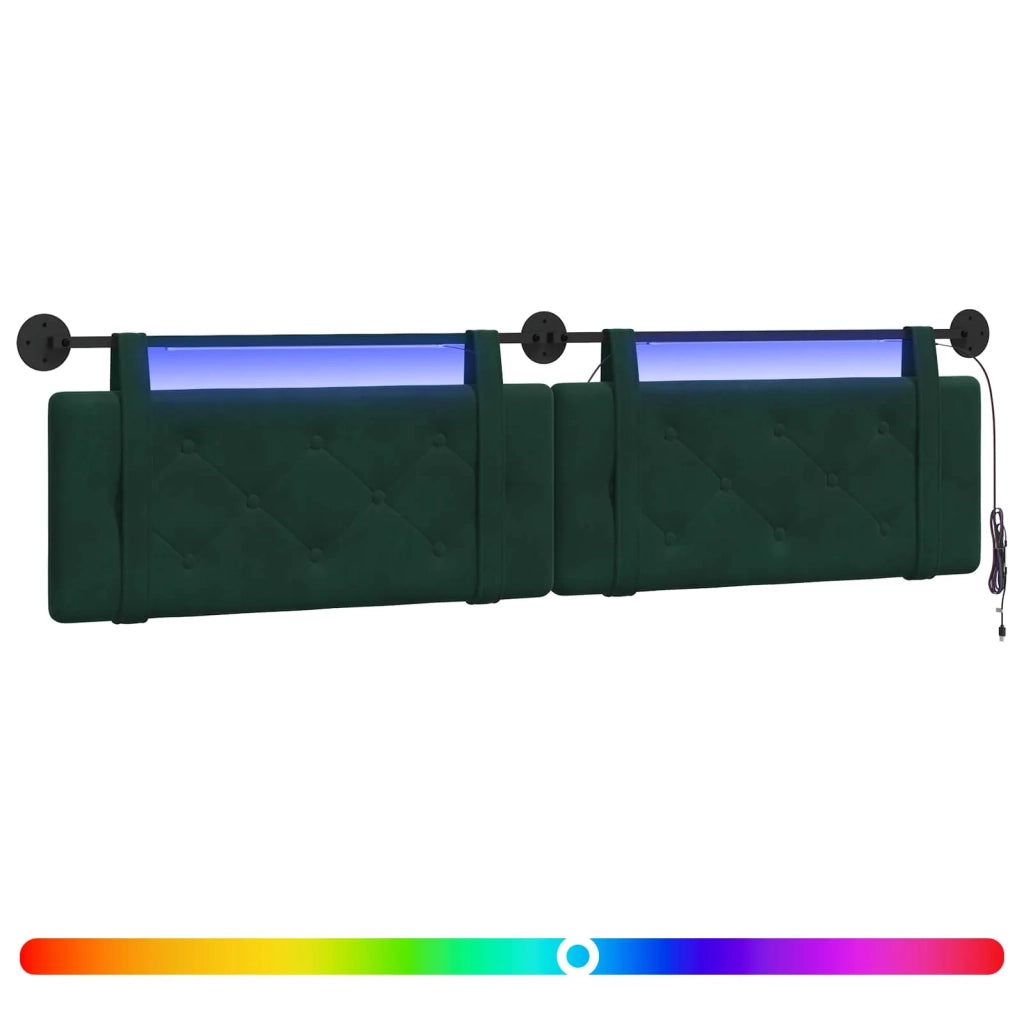 Testiera sospesa Con luce LED Verde Scuro Velluto 3424247