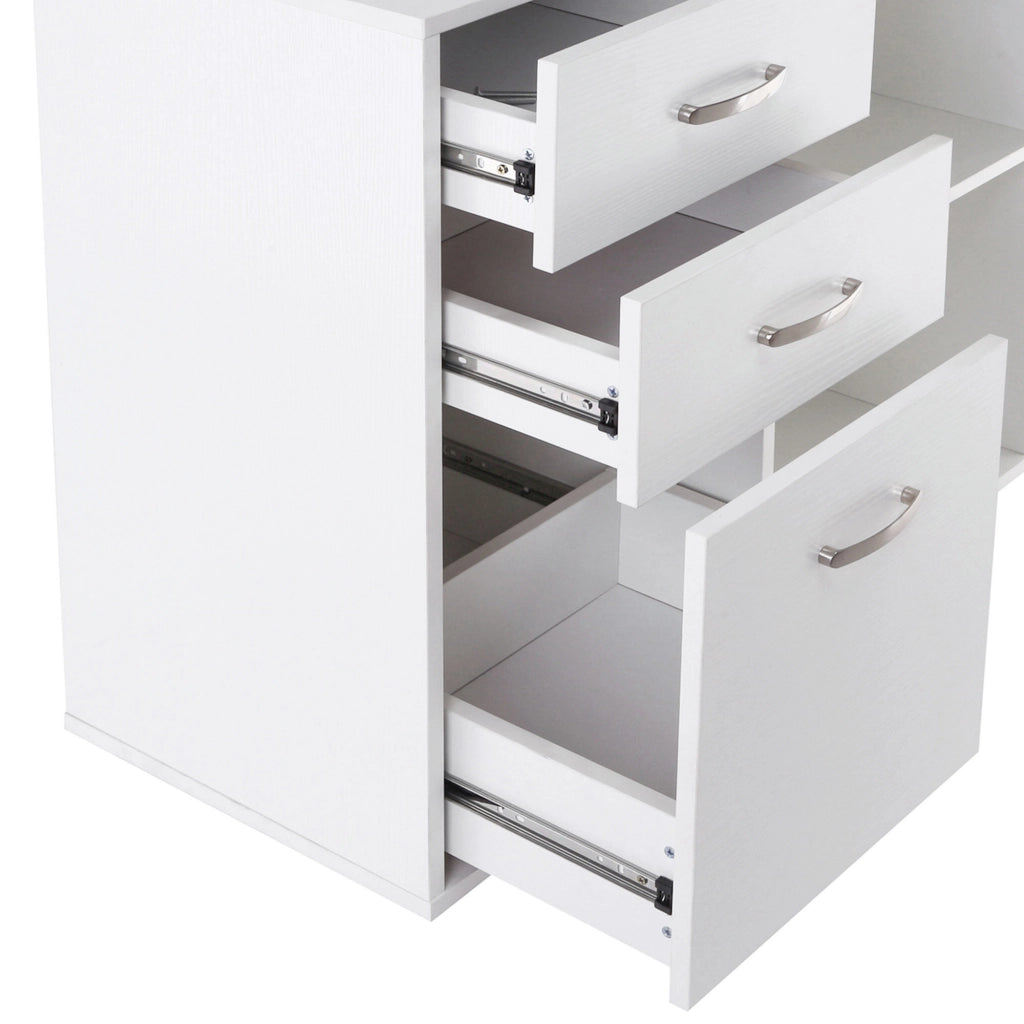 Scrivania angolare con cassetti e ripiani ¨C zephmum ¨C MDF bianco