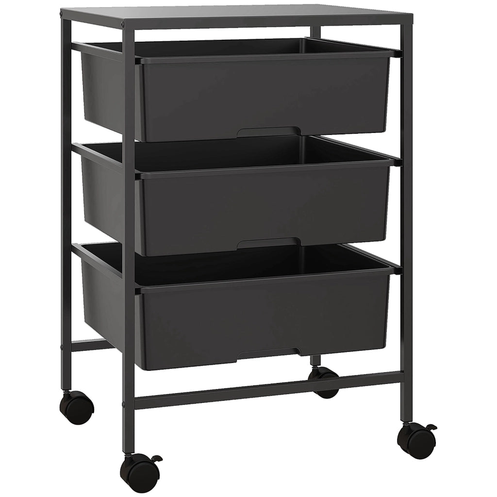 Carrello con 3 cestini ¨C Minimal ¨C Nero 40.8x33.5x60.5 cm