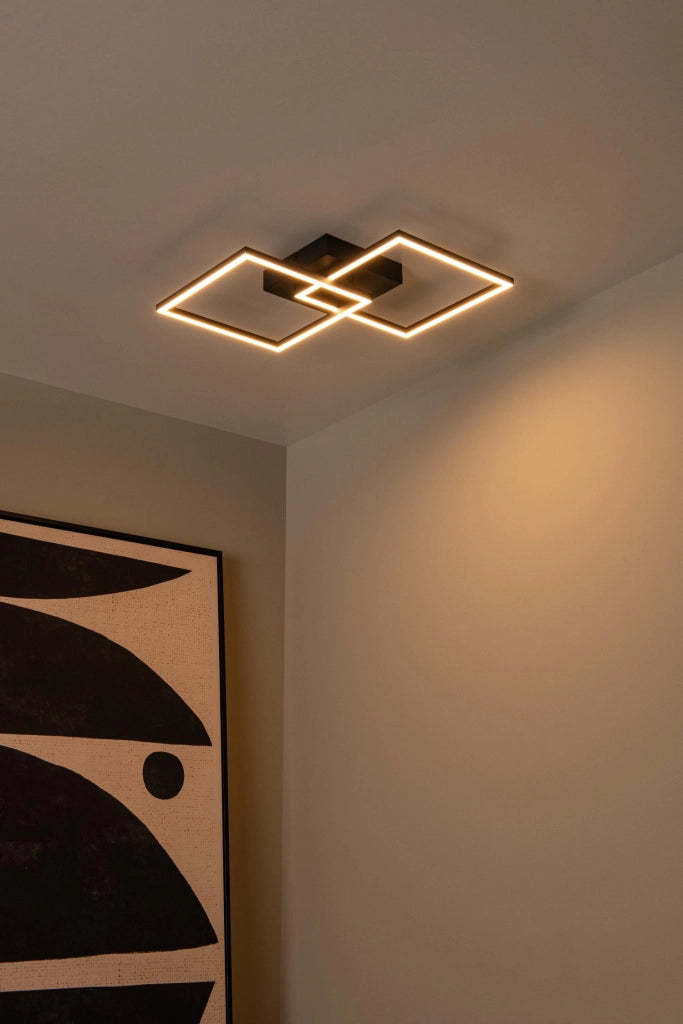 Lampada da soffitto LED nera 2 luci quadrati ARIANNE Lucide
