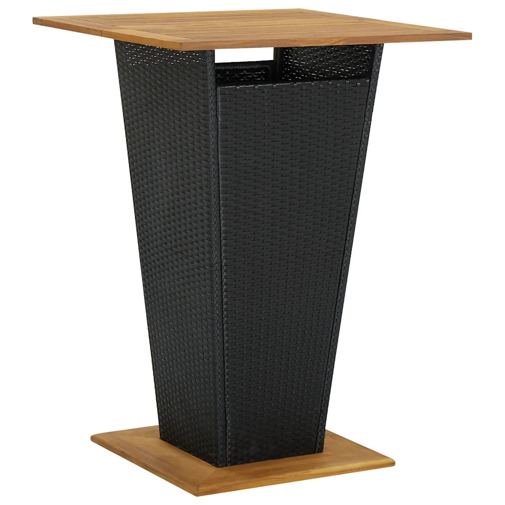 Set Bar Giardino 5 pz Nero Polyrattan e Legno Massello Acacia 3187727