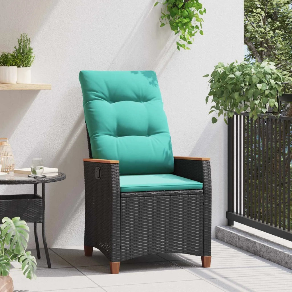 Sedia da giardino reclinabile Nero e Turchese polyrattan 42026863