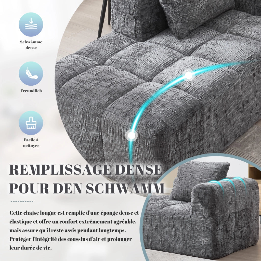 Divano letto confortevole - Zephmum - Grigio - Cuscini, tasche laterali