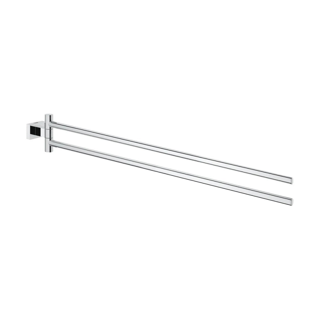 Portasalviette doppio Essentials Cube in metallo, cromo, 44 cm