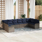 Set Divano da Giardino 10 pcs Grigio chiaro polyrattan 3354214