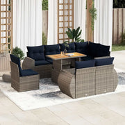 Set Divano da Giardino 9 pz con Cuscini Grigio in Polyrattan 3327281