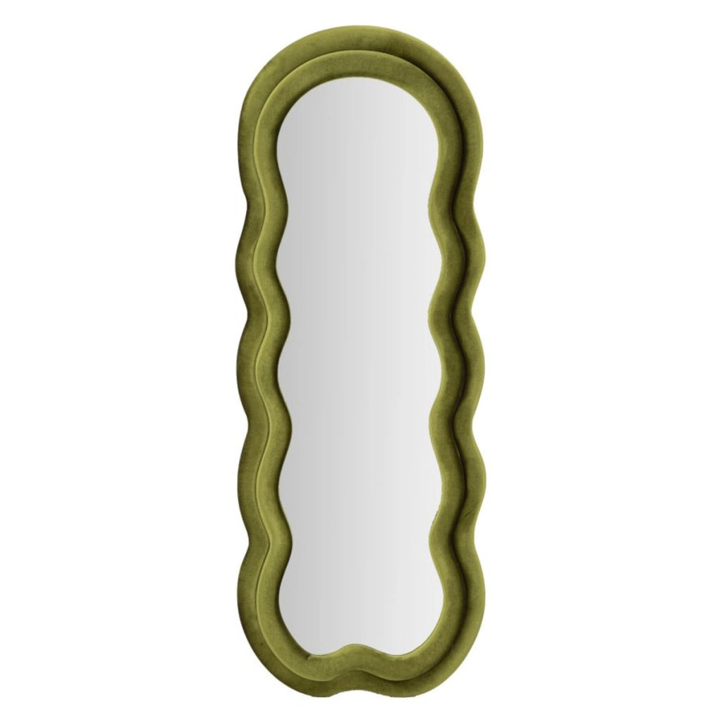 Specchio da parete Miki XL con cornice in velluto verde
