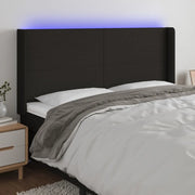 Testiera a LED-Testata con LED Nera 203x16x118/128 cm in Tessuto 737449