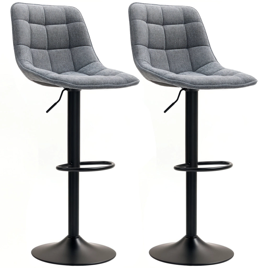 Set 2 Sedie da Bar Girevoli con Schienale ¨C Minimal ¨C Altezza Regolabile Imbottite Grigio Scuro